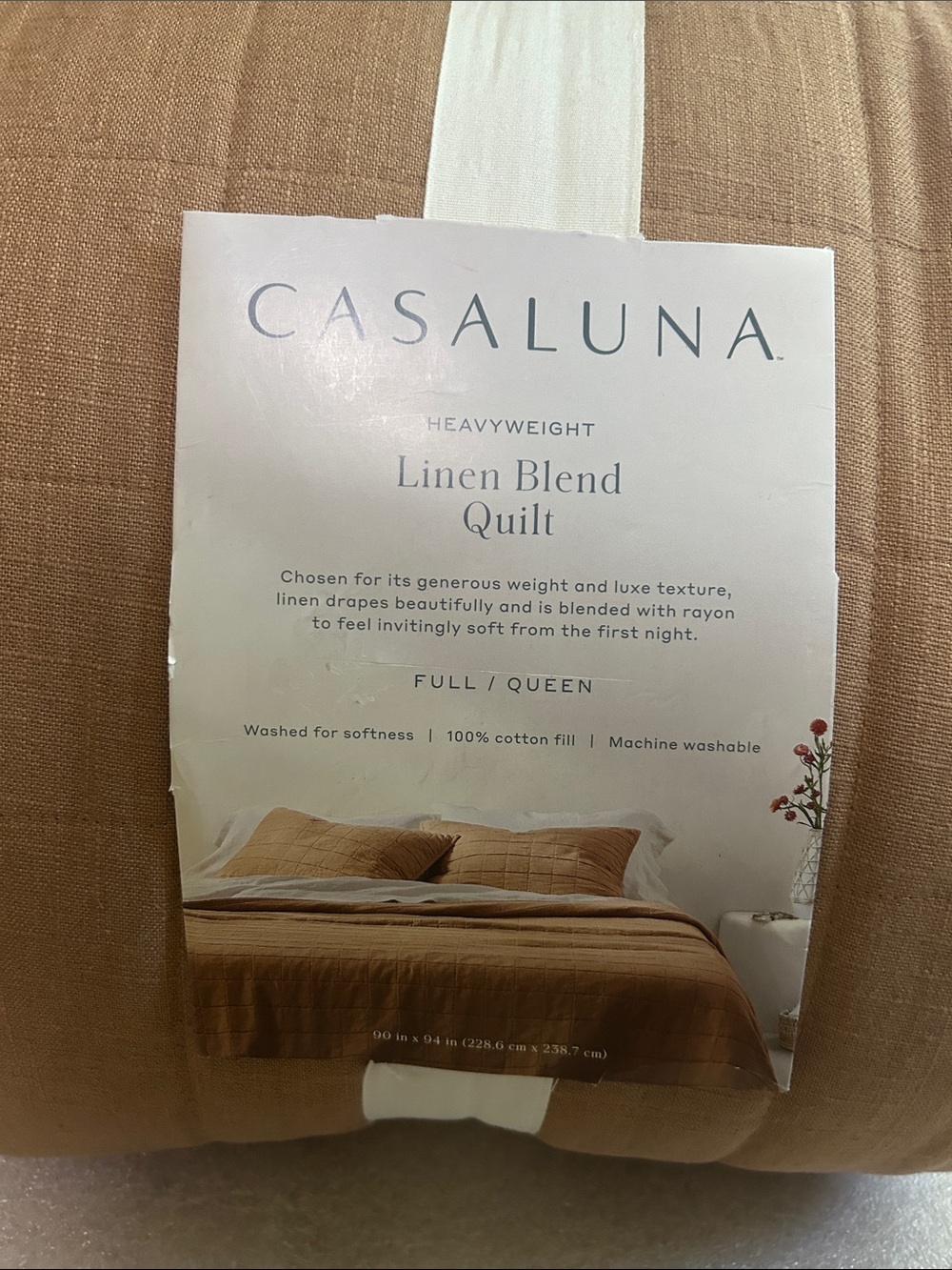 Casaluna F/Q Heavyweight Linen Blend Quilt in Warm Brown